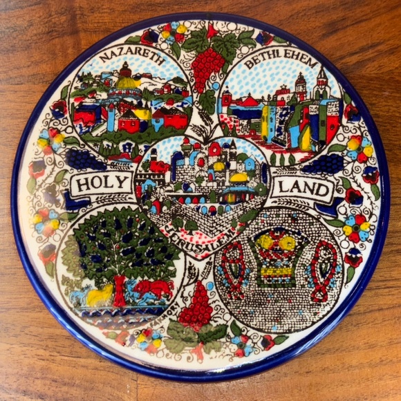 5" Handmade Ceramic Holy Land Wall Hanging Jerusalem Nazareth Bethlehem Israel - Picture 4 of 5